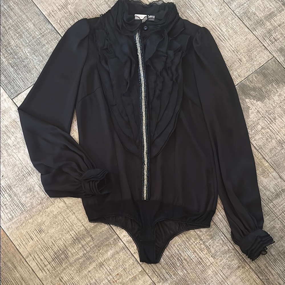 Brand new never been worn - Elegant Black Ruffled Women's Top
